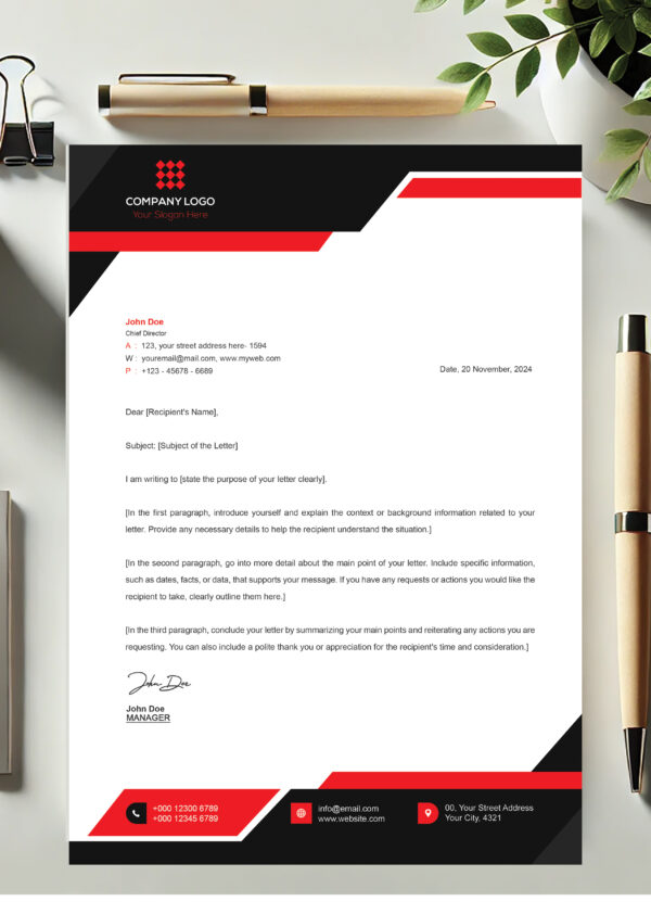 Modern Business Letterhead Template (MS Word & PSD Formats)