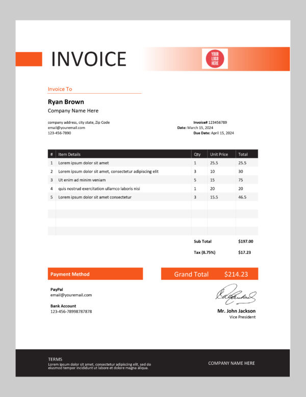 Minimal Sales Invoice Template (MS Word Format)