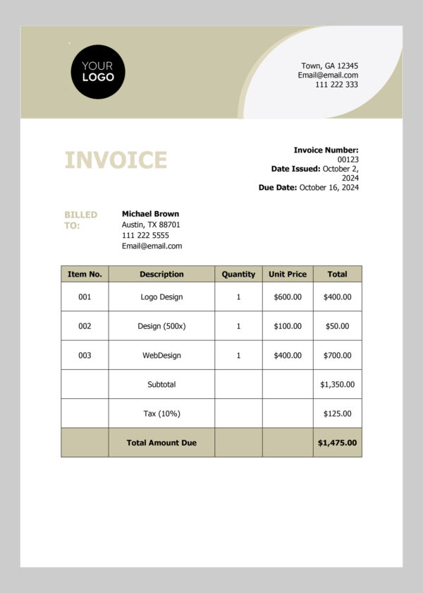 Simple Invoice Template (MS Word Format)