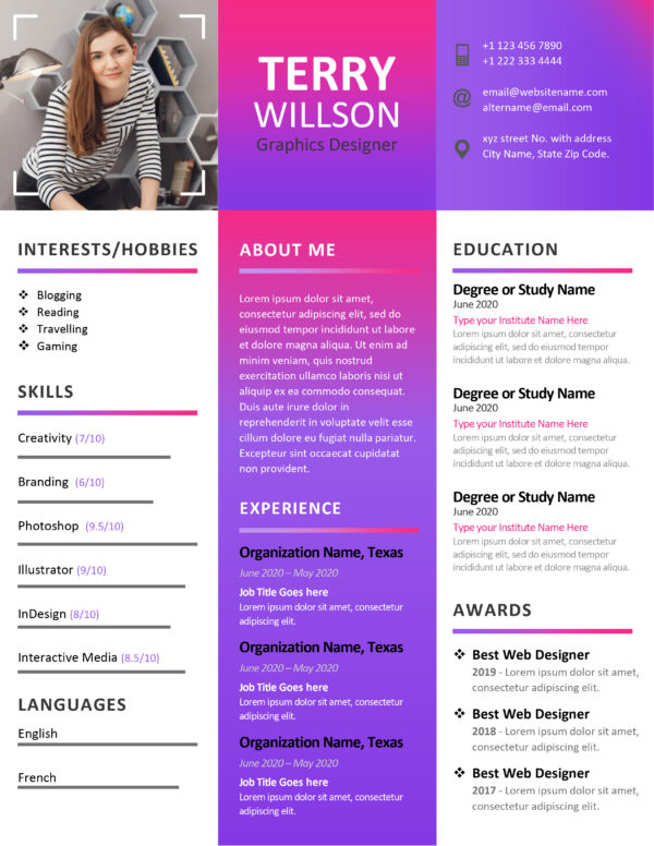 Modern Graphics Designer Resume Template (Ms Word)