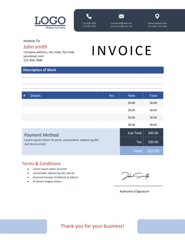 Professional Invoice Template (MS Word Format)