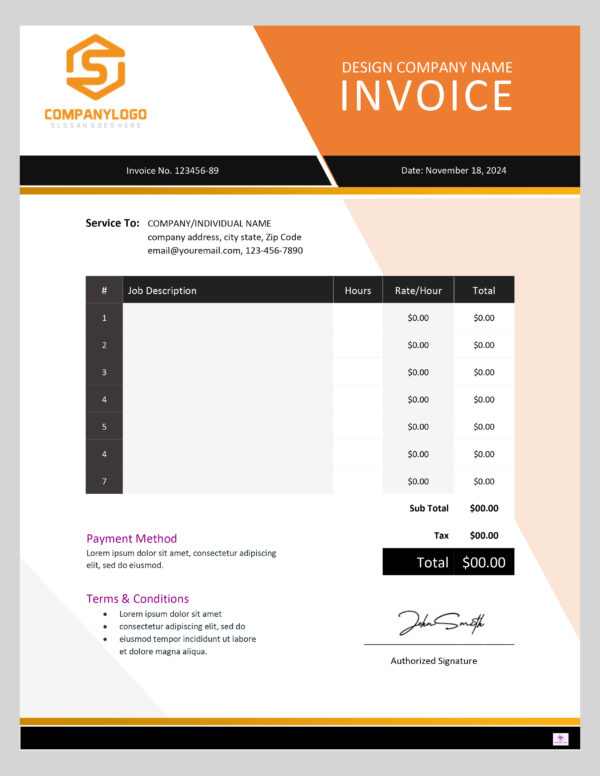 Web & Graphic Design Invoice Template (MS Word Format)